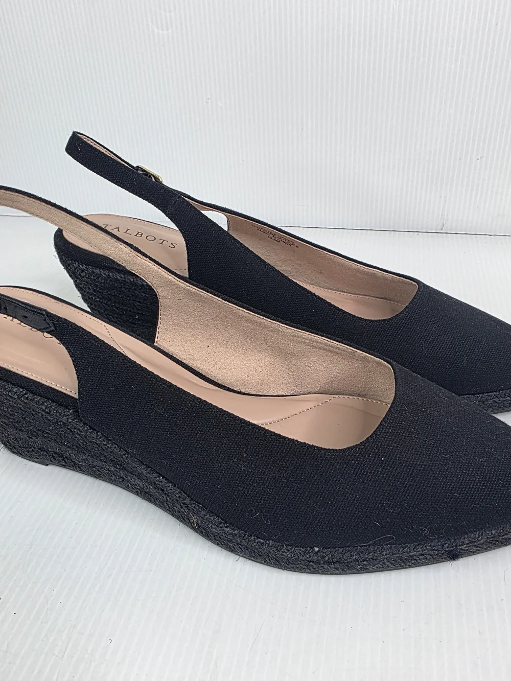 Talbots Black Slingback Wedge Espadrille Womens Sz 10